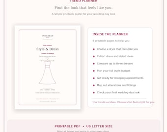 Bridal Style & Wedding Dress Shopping Planner | Printable PDF