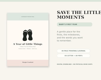 Baby’s First Year Memory Journal, 48-Page Printable, Weekly + Monthly Milestones, A4 & US Letter PDF