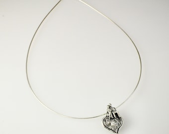 Heart Charm Pendant Necklace handmade cast in STERLING SILVER
