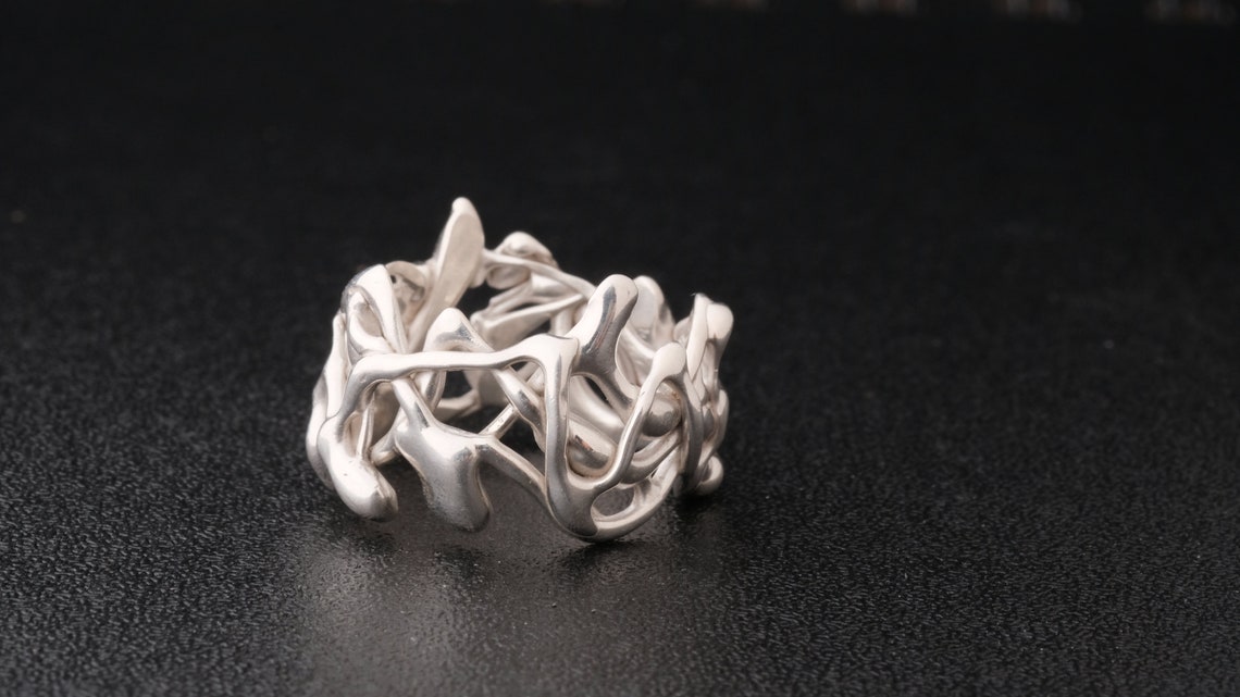 FREEFORM SILVER RING, Handmade, Oneofakind, Lost Wax Cast, Recycled