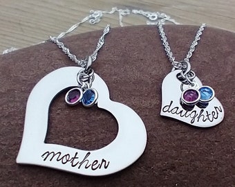 Mother Daughter Necklace Set, Mother Daughter Jewelry, Birthstone Necklace, Necklaces For Women, Handmade Gifts