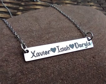 Personalized Name Necklace, Custom Bar Mother's Necklace, Personalized Gift For Mom, Mother's Day Gift