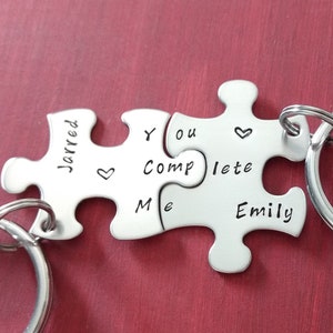 Anniversary Gift For Him, Personalized Puzzle Piece Keychain, Couples Keychains