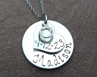 Personalized Mother's Necklace New Mom Gift Personalized Necklace Hand Stamped Personalized Mother's Name Necklace Mom Christmas