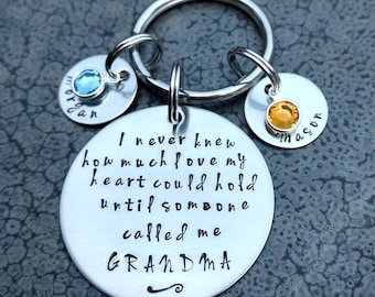 Keychain For Grandma Personalized Gift Hand Stamped Keychain Mother's Day Gift For Grandma