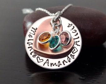 Custom Birthstone Necklace For Mom, Personalized Mother's Necklace, Children's Name Necklace, Personalized Jewelry