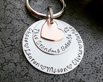 Personalized Grandma Gift From Grandchildren - Grandmother Keychain Gift For Mother's Day