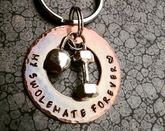 Fitness Keychain, Swolemates, Motivational Keychain, Fitness Lovers Gift For Weightlifter, Gift For Boyfriend