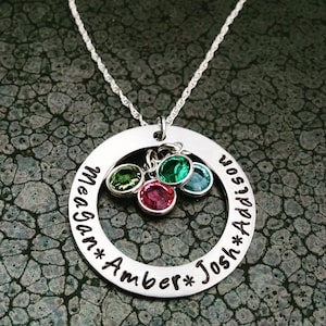 Birthstone Necklace For Mom, Custom Name Necklace, Personalized Jewelry