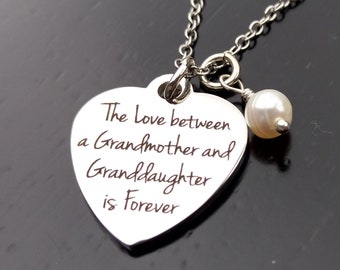 Blerameng Halskette mit Anhänger The Love Between a Grandmother and Grandson is Forever and I Love You Forever