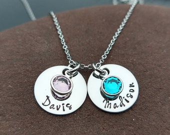 Necklace for Mom, Mother's Necklace, Personalized Jewelry, Children's Name Necklace, Birthstone Necklace