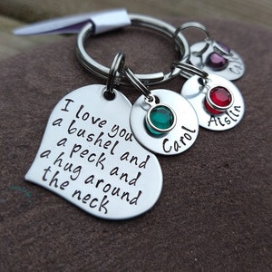 Personalized Keychain For Mom, I Love You a Bushel and a Peck, Handmade Gift For Grandma