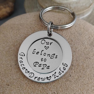 Personalisiertes Geschenk für Opa Unser Herz gehört Papa Men&#39;s Keychain Tolles Vatertagsgeschenk für Opa