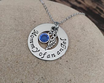 Mommy of an Angel Necklace, Angel Wing Jewelry For Baby Loss, Miscarriage Necklace