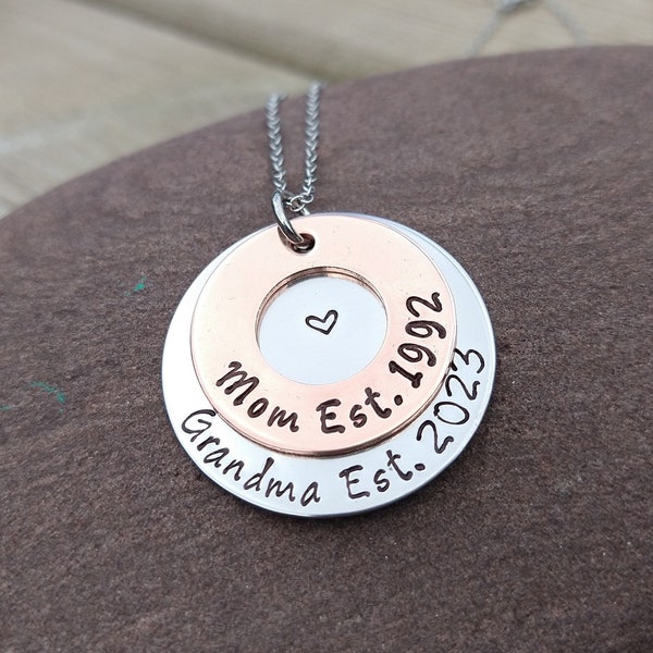 Personalized Necklace For Grandma Pregnancy Announcement Gift For Grandma Est. Grandma Jewelry