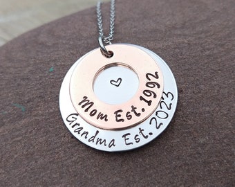 Personalized Necklace For Grandma Pregnancy Announcement Gift For Grandma Est. Grandma Jewelry