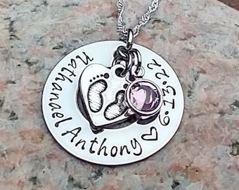 Personalized Push Present For New Mom - Mother's Necklace With Child's Name and Birthdate