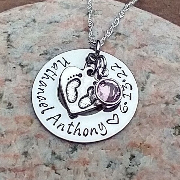 Personalized Push Present For New Mom - Mother's Necklace With Child's Name and Birthdate