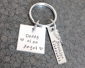 Personalized Memorial Keychain For Men, Grief Gift For Loss Of Child,  Daddy of An Angel