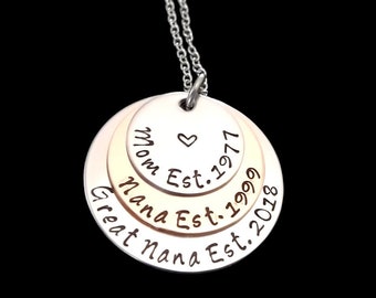 Personalized Necklace For Great Grandma Pregnancy Announcement Gift For Grandma Est. Grandma Jewelry