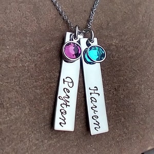 Personalized Mother's Jewelry, Mother's Day Gift, Children's Names With Birthstones,  Necklace For Mom