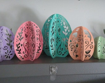 3D Easter Decor For Table or Mantel, Easter Egg Shelf Sitters, Spring Decor