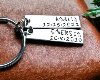 Minimalist Personalized Children's Names Keychain For Mom, Name Charms With Birthstones, Handmade Gift, Mother's Day Gift