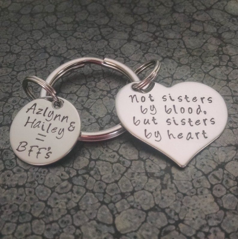 Best Friends Keychain Personalized Keychain Sisters by Heart Etsy