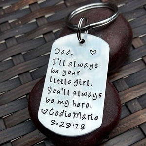 Personalized Keychain for Dad For Father's Day I'll Always Be Your Little Girl Dad On Daughters Wedding Day image 1
