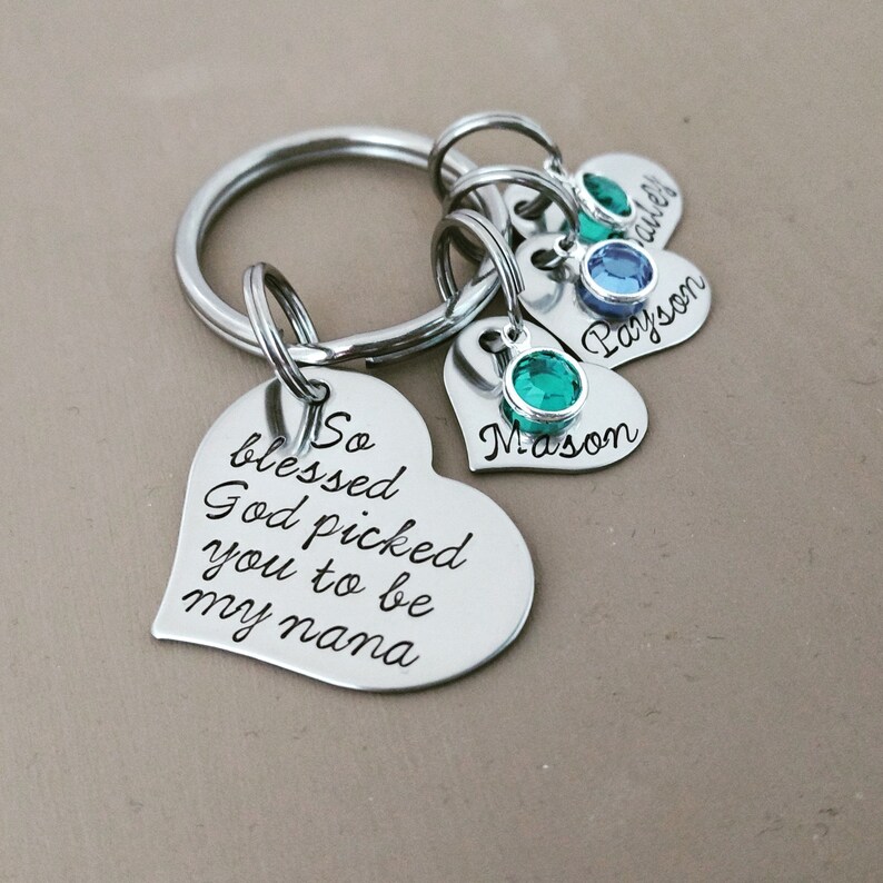 Personalized Gift for Nana Keychain Hand Stamped Keychain...so Etsy