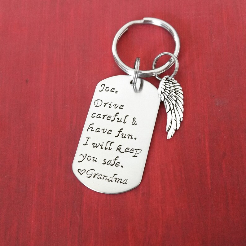 Guardian Angel Keychain Perfect for New Driver, Personalized Sweet 16