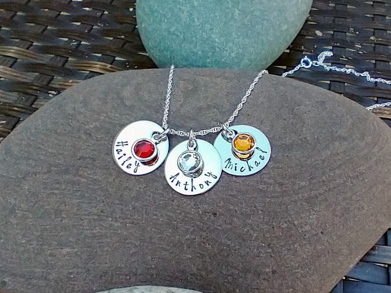 Necklace for Mom, Mother's Necklace, Personalized Jewelry, Children's Name Necklace, Birthstone Necklace 3/Sterling Chain