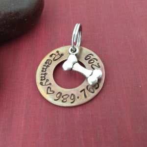 Personalized Pet Id Tag, Engraved Dog Name Tag, Bone Charm
