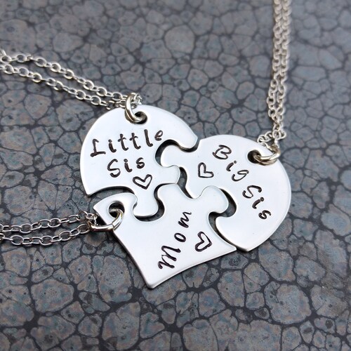 Three Piece Heart Puzzle Necklace 