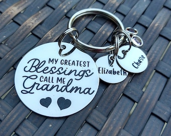 Personalized Keychain For Grandma, Mother's Day Gift For Grandma, Custom Grandma Keychain