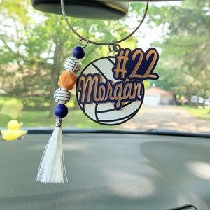 Volleyball Car Mirror Charm, Backpack Tag, Bead Keychain, Personalized Senior Night Gift