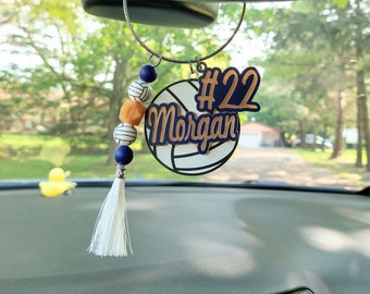 Volleyball Car Mirror Charm, Backpack Tag, Bead Keychain, Personalized Senior Night Gift