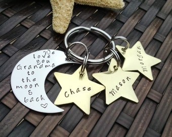 Personalized Gift For Grandma Personalized Keychain For Grandma We Love You Grandma to the Moon and Back Mothers Day Gift for Grandma