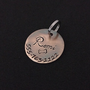 Hand Stamped Pet ID Tag - Customized Dog Name Tag
