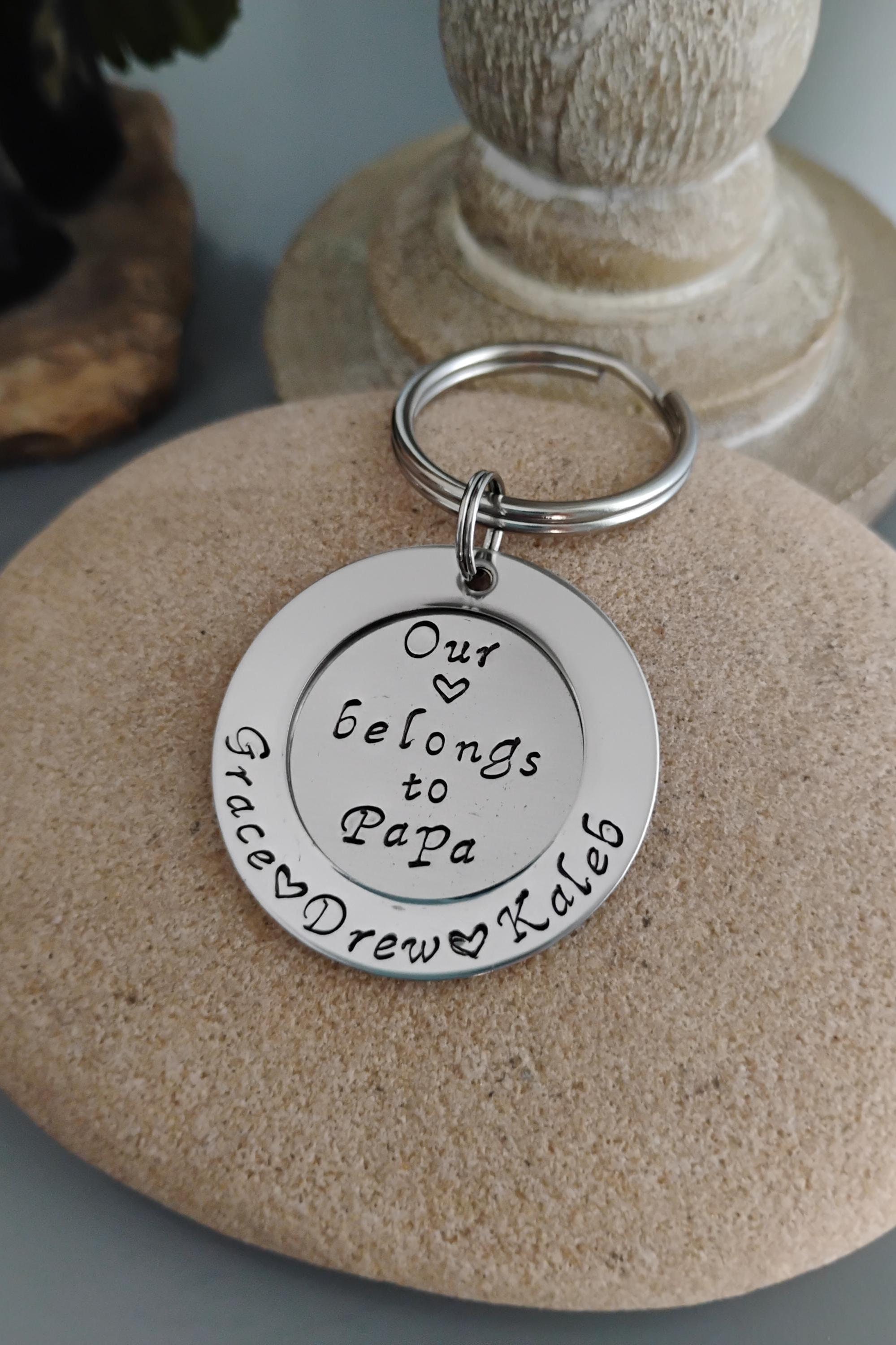 Personalized Gift For Grandpa Our Heart Belongs to Papa Men's Keychain Great Father's Day Gift for Grandpa