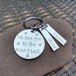 Personalized Keychain We Love You To The Moon and Back Personalized Christmas Gift