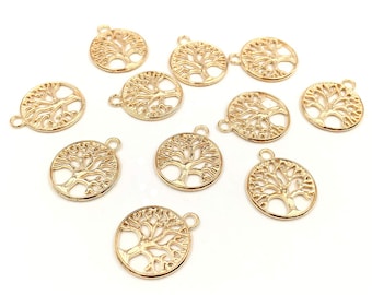 4 Tree charms gold tone GC210