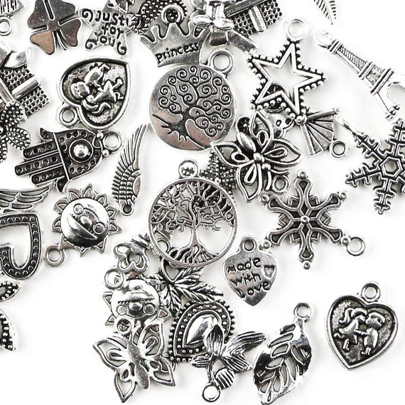 Silver Charms Set Assorted Charms Antiqued Silver Charms - Etsy