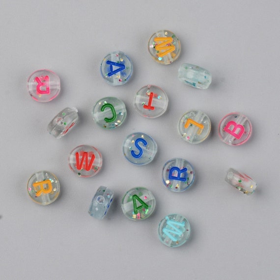 Letter Beads Alphabet Beads Rainbow Letter Beads Matte Alphabet Beads  Wholesale Beads Bulk Beads 50 pieces 6mm