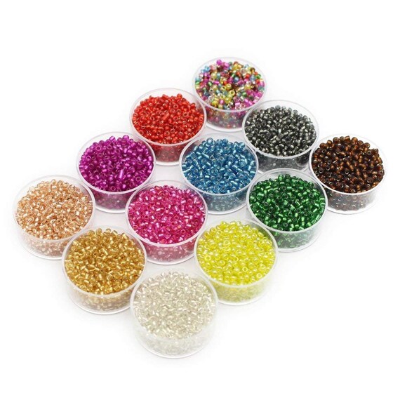 Glass Seed Beads Assorted Beads Lot BULK Beads Wholesale Beads Rainbow Beads  Small Glass Beads 2mm Beads 2mm Seed Beads 9600pcs 