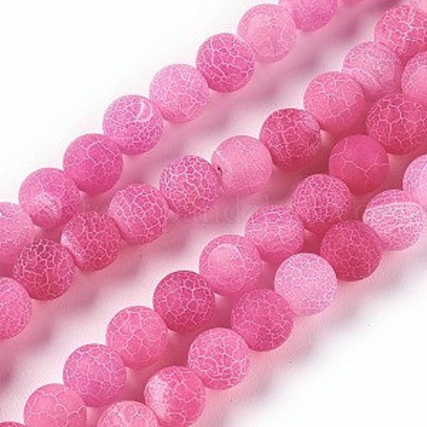 Dragon Vein Agate Beads Pink Mix Veined Frosted 8mm BULK Jewelry Making Supplies 5 strands