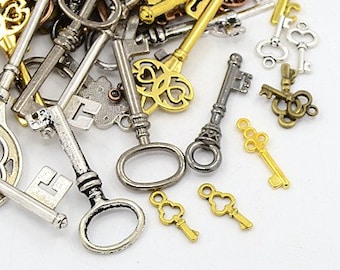 Bulk Skeleton Keys Assorted Key Charms Key Pendants Steampunk Keys Old Fashioned Keys Bulk Keys Wholesale Keys 50pcs