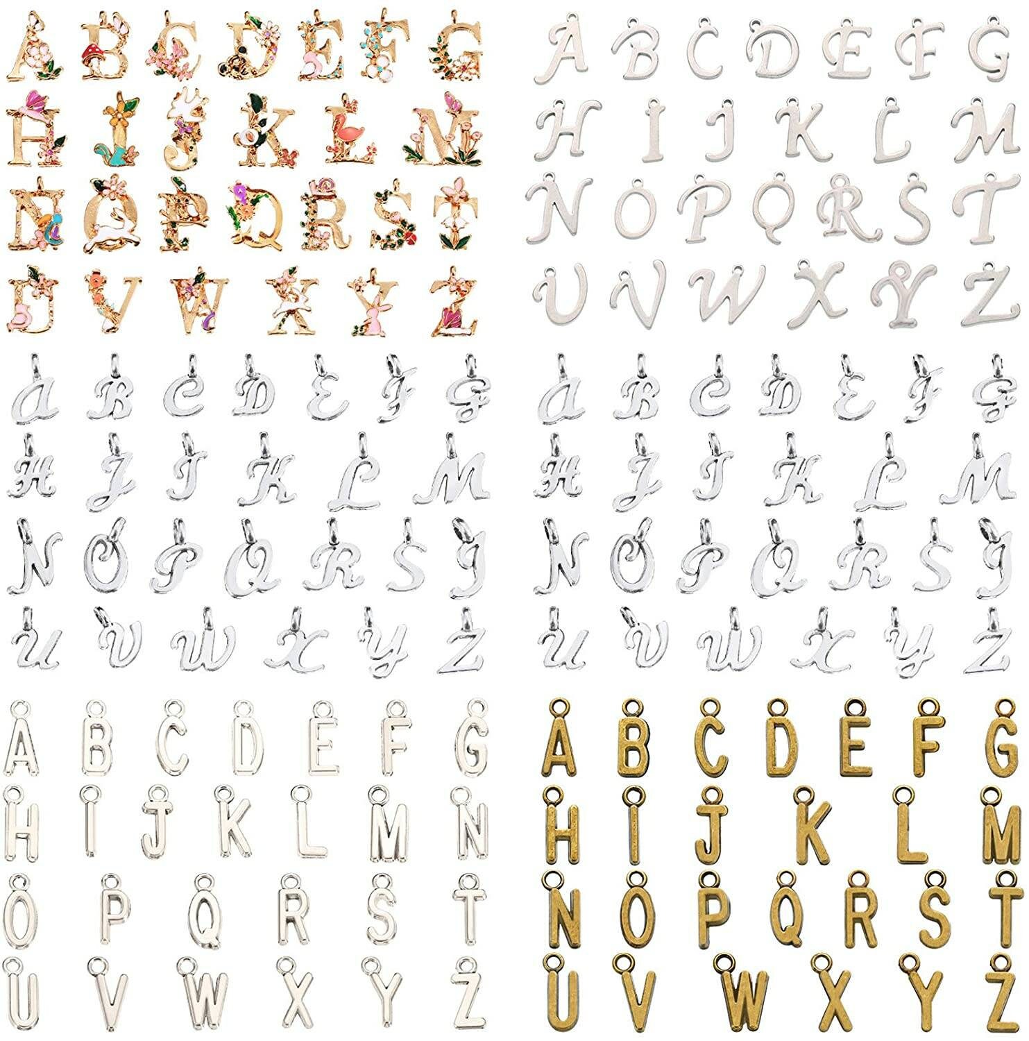 156PCS Antiqued Bronze Colour Metal alphabet letter charms Jewelry