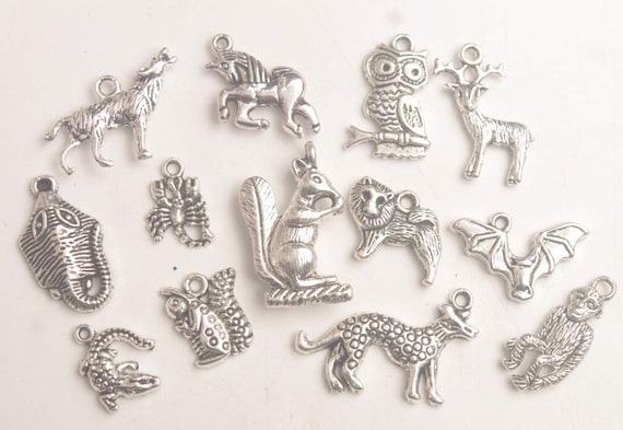 Animal Charms Set Antiqued Silver Animal Charms Assorted Charms Lot BULK  Charms Wholesale Charms Mixed Charms Themed Charms 65pcs
