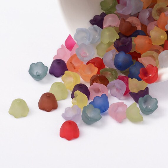 50 BULK Beads Acrylic Flower Assorted Lot 9mm Rose Wholesale Large Lot